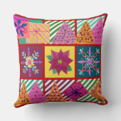 Wintervakantie Patchwork Foto Kussen (Achterkant)