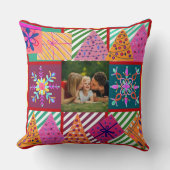 Wintervakantie Patchwork Foto Kussen (Voorkant)