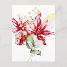 Wintervakantie rode poinsettia waterverf bloemen briefkaart