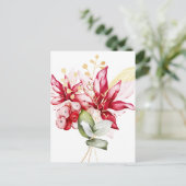 Wintervakantie rode poinsettia waterverf bloemen briefkaart (Staand voorkant)