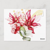 Wintervakantie rode poinsettia waterverf bloemen briefkaart (Achterkant)