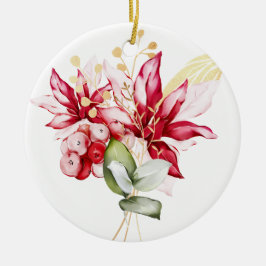 Wintervakantie rode poinsettia waterverf bloemen keramisch ornament
