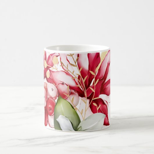 Wintervakantie rode poinsettia waterverf bloemen koffiemok (Center)