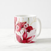 Wintervakantie rode poinsettia waterverf bloemen koffiemok (Voorkant rechts)