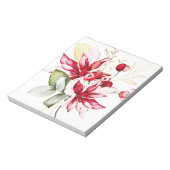 Wintervakantie rode poinsettia waterverf bloemen notitieblok (Linkerzijde)