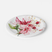 Wintervakantie rode poinsettia waterverf bloemen papieren bordje (Gekanteld)