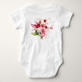 Wintervakantie rode poinsettia waterverf bloemen romper (Achterkant)