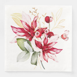 Wintervakantie rode poinsettia waterverf bloemen servet