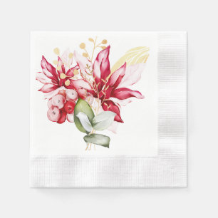 Wintervakantie rode poinsettia waterverf bloemen servet