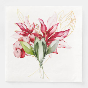 Wintervakantie rode poinsettia waterverf bloemen servet