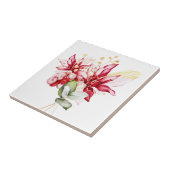 Wintervakantie rode poinsettia waterverf bloemen tegeltje (Zijkant)