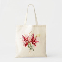 Wintervakantie rode poinsettia waterverf bloemen tote bag