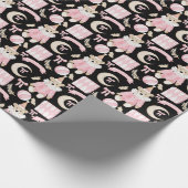 Wintervakantie Roze beren kinder dessin Cadeaupapier (Hoek)