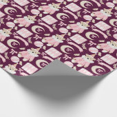 Wintervakantie Roze beren kinder dessin Cadeaupapier (Hoek)