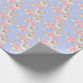 Wintervakantie Roze beren kinder dessin Cadeaupapier (Hoek)