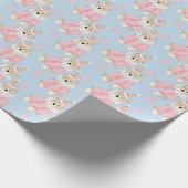 Wintervakantie Roze beren kinder dessin Cadeaupapier (Hoek)