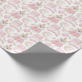 Wintervakantie Roze beren kinder dessin Cadeaupapier (Hoek)