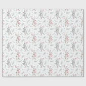 Wintervakantie schaatsen muizen patroon cadeaupapier (Vlak)