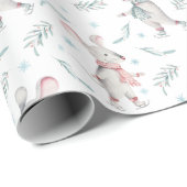 Wintervakantie schaatsen muizen patroon cadeaupapier (Rol Hoek)
