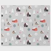 Wintervakantie schattig patroon modern nordic grey cadeaupapier (Vlak)