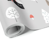 Wintervakantie schattig patroon modern nordic grey cadeaupapier (Rol Hoek)