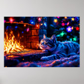 Wintervakantie schattige kat kerstverlichting poster (Voorkant)