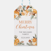 Wintervakantie sinaasappels vrolijke kerstcadeau l cadeaulabel (Voorkant)