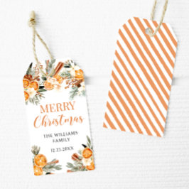 Wintervakantie sinaasappels vrolijke kerstcadeau l cadeaulabel