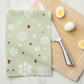 Wintervakantie Snowflakes Harten aanzien van groen Theedoek (Quarter Fold)