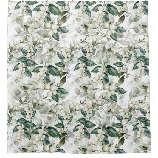 Wintervakantie vertakken groen patroon douchegordijn (Voorkant)