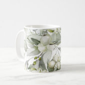 Wintervakantie vertakken groen patroon koffiemok (Voorkant links)