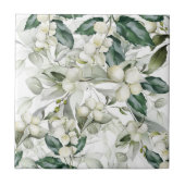 Wintervakantie vertakken groen patroon tegeltje (Voorkant)