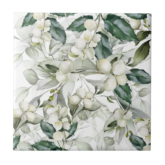 Wintervakantie vertakken groen patroon tegeltje (Voorkant)