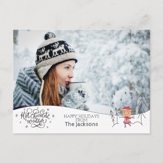 Wintervakantie Warme chocolade weer schattige dekl Feestdagenkaart (Voorkant)
