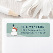  wintervakantieadres Snowman Holiday Etiket (Insitu)