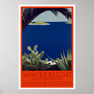  wintervakantieoord Joegoslavië Riviear Travel Poster