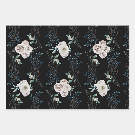 Wintervakantiepatronen rozen inpakpapier vel (Voorkant)