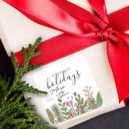 Wintervakantievloed van en naar vierkante sticker