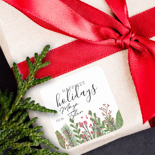 Wintervakantievloed van en naar vierkante sticker