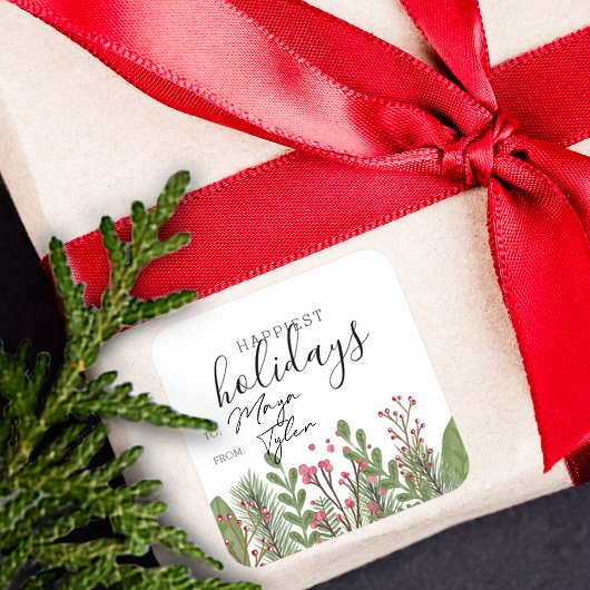 Wintervakantievloed van en naar vierkante sticker