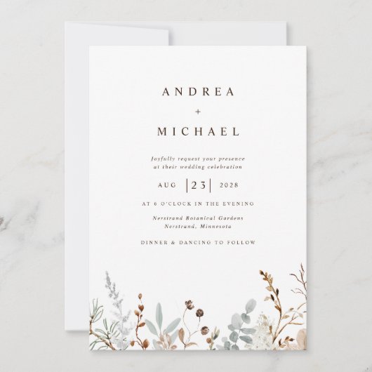 Winterveldbloemen Botanische bruiloft Kaart (Voorkant)