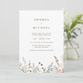Winterveldbloemen Botanische bruiloft Kaart (Staand voorkant)