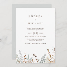 Winterveldbloemen Botanische bruiloft Kaart