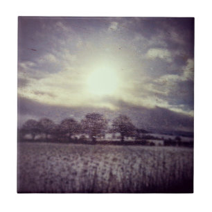 Wintervelden en heuvels van het treinraam tegeltje