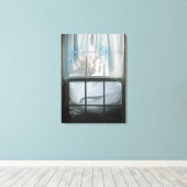 Wintervenster Uitzicht Canvas Afdruk (Insitu (Houten vloer))