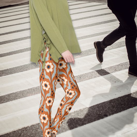 Winterverbrande Sinaasappels eibloemen Leggings