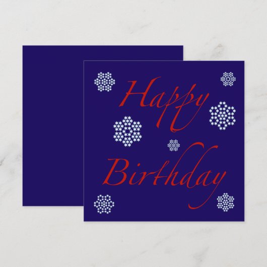 Winterverjaardag sneeuwvlokken kaart (Voorkant / Achterkant)