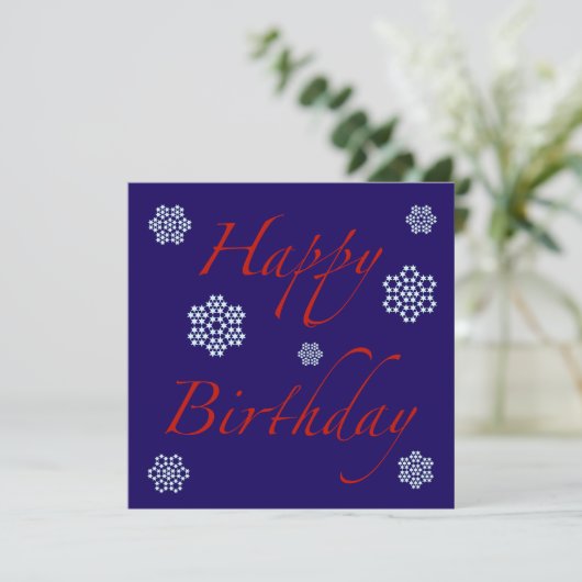 Winterverjaardag sneeuwvlokken kaart (Staand voorkant)