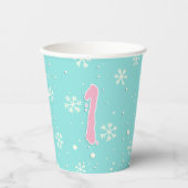 Winterverjaardag Snowflake Aqua Blue Baby & Kinder Papieren Bekers (Voorkant)