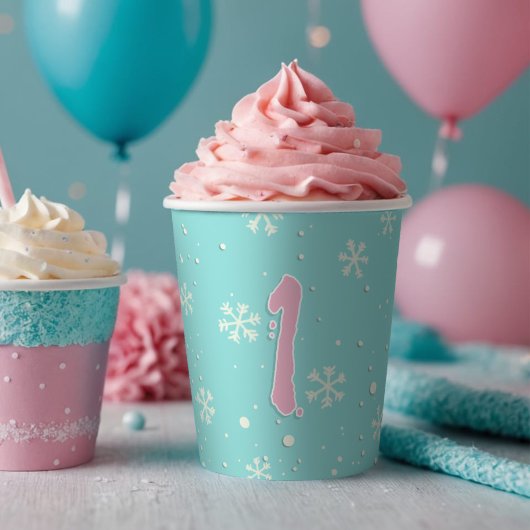 Winterverjaardag Snowflake Aqua Blue Baby & Kinder Papieren Bekers
